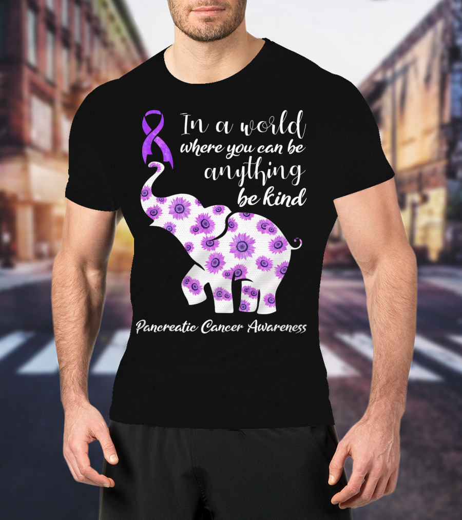 In A World Where You Can Be Anything Be Kind Pancreatic Cancer Awareness T-Shirt