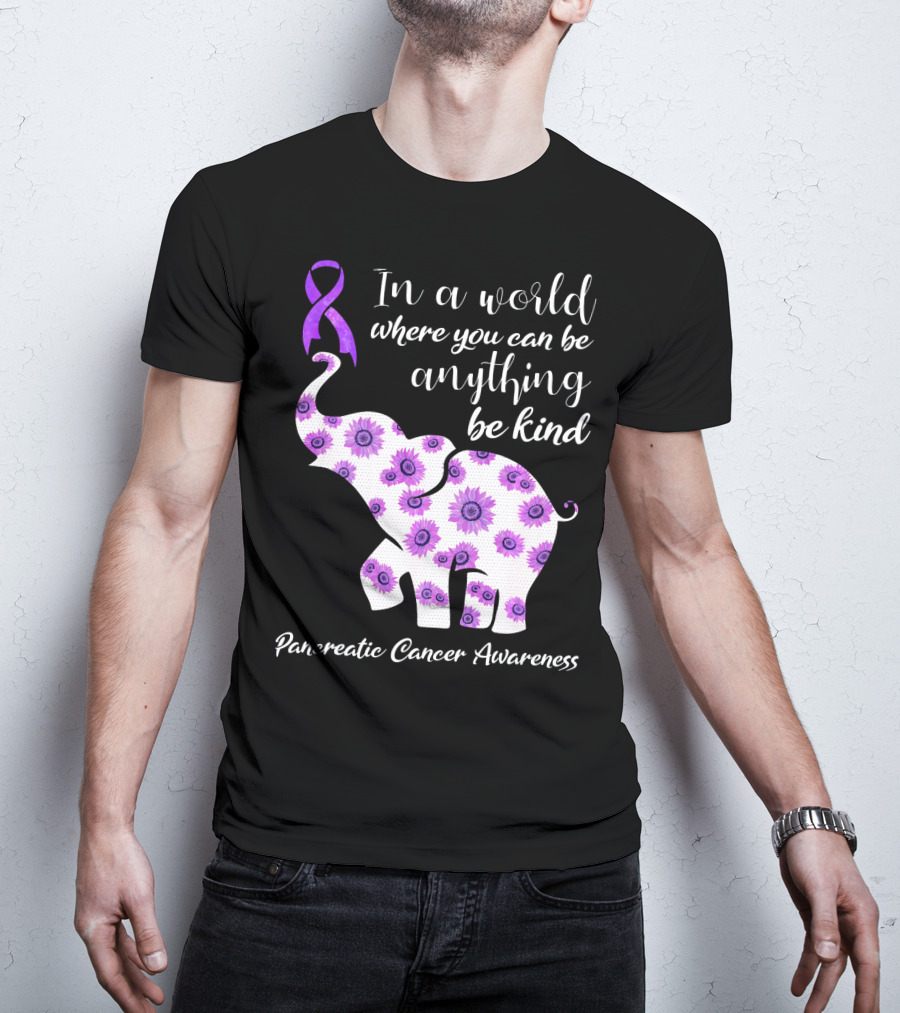 In A World Where You Can Be Anything Be Kind Pancreatic Cancer Awareness T-Shirt