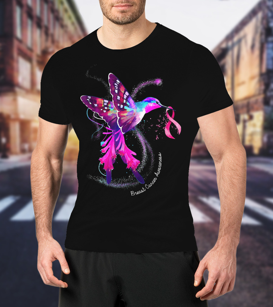 Hummingbird Breast Cancer Awareness Pink T-Shirt