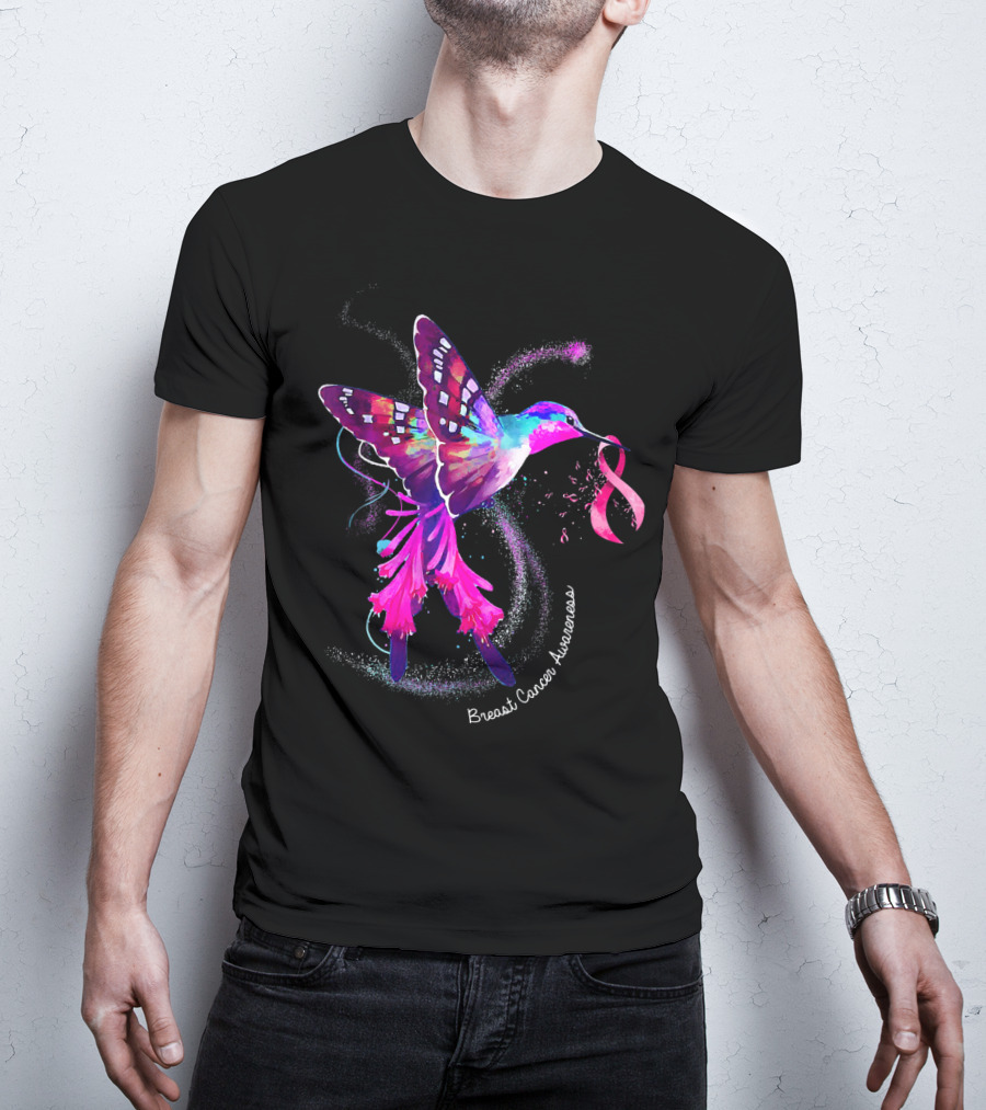 Hummingbird Breast Cancer Awareness Pink T-Shirt