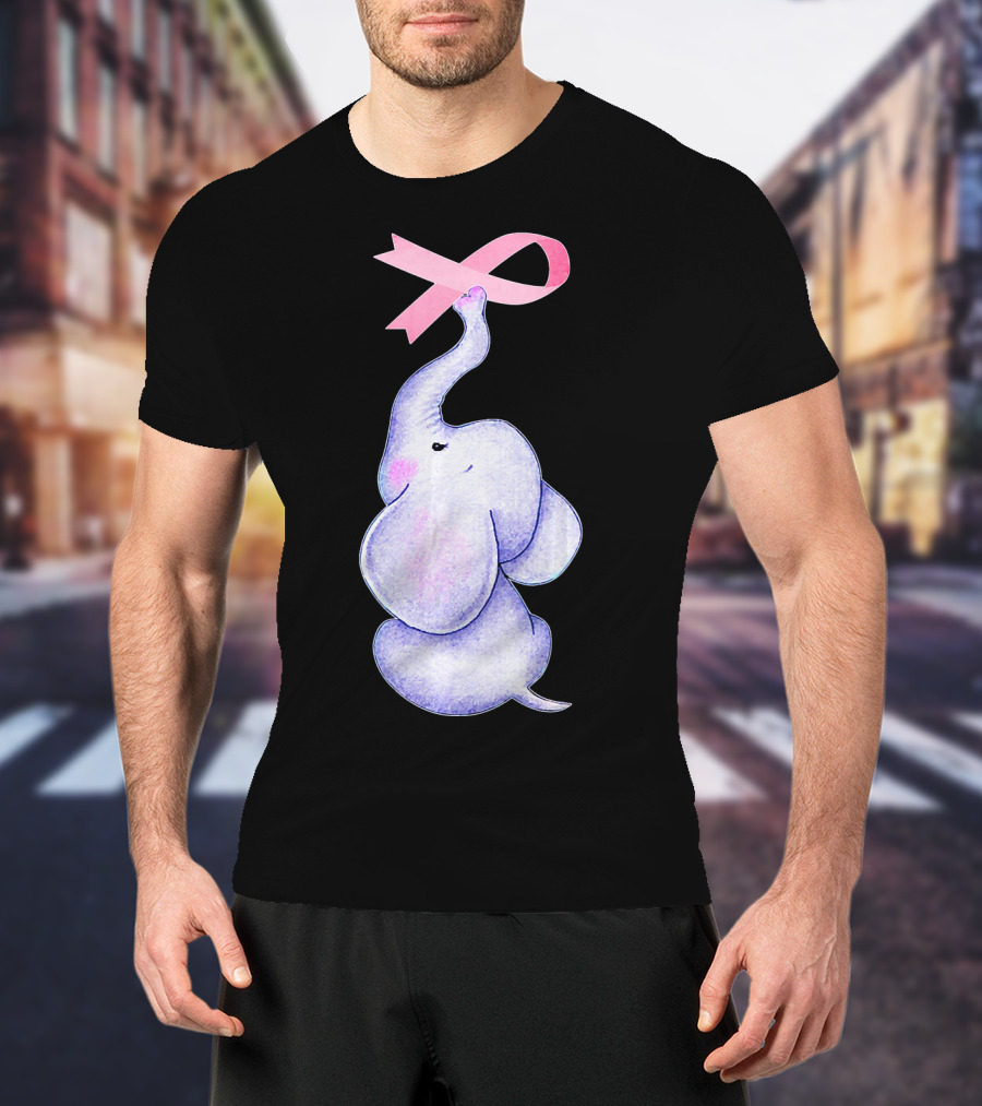 Breast Cancer Awareness Pink Ribbon Elephant T-Shirt