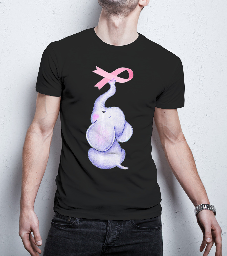 Breast Cancer Awareness Pink Ribbon Elephant T-Shirt