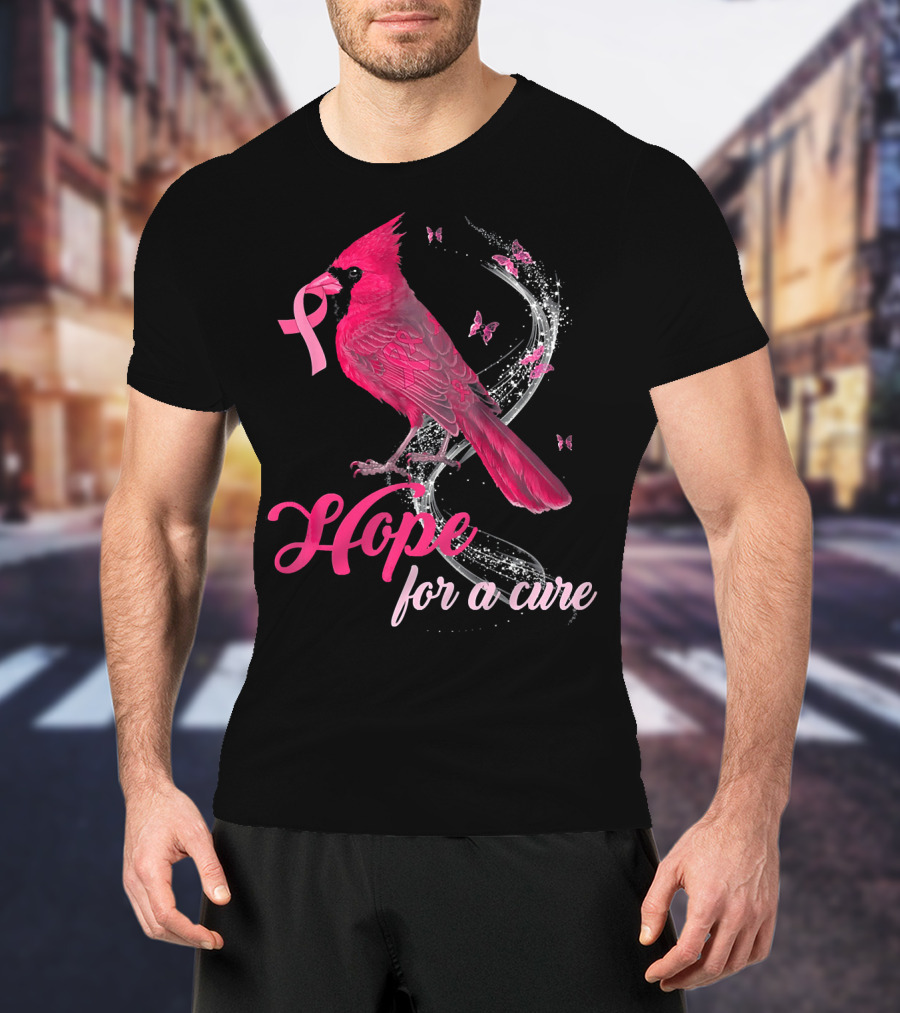 Hope For A Cure Breast Cancer Cardinal Bird T-Shirt