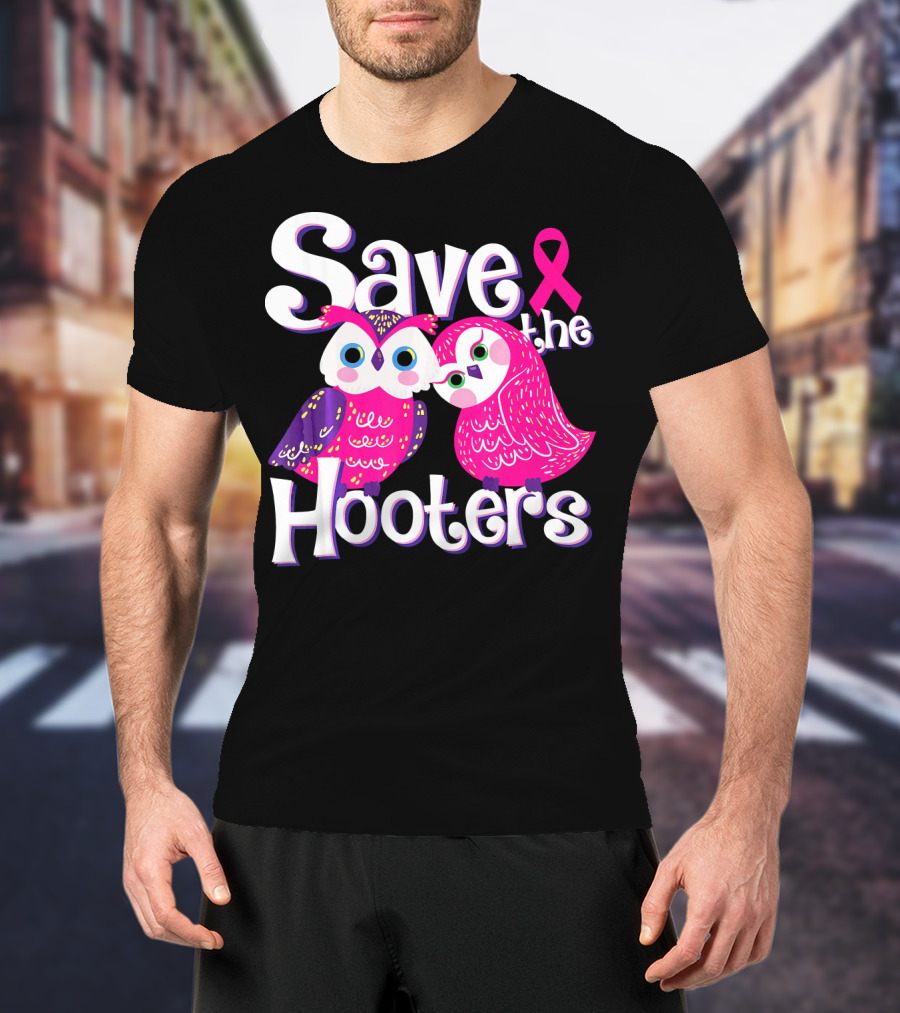 Save The Hooters Breast Cancer Awareness Owls And Pink T-Shirt