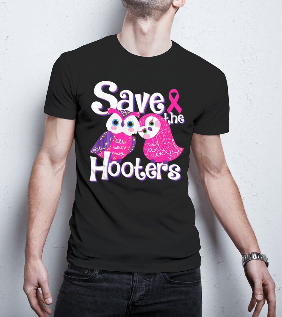 Save The Hooters Breast Cancer Awareness Owls And Pink T-Shirt