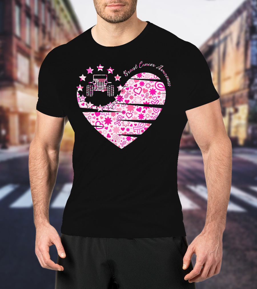 Breast Cancer Awareness Jeep Heart T-Shirt