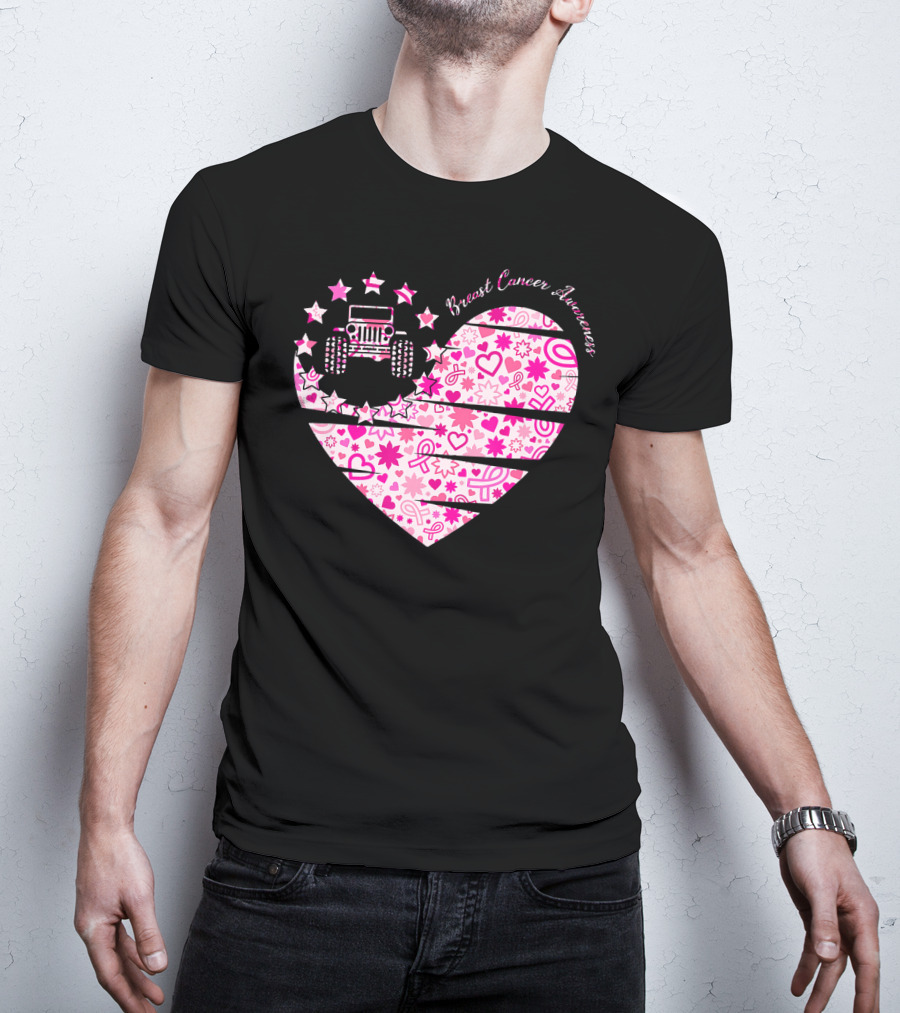 Breast Cancer Awareness Jeep Heart T-Shirt