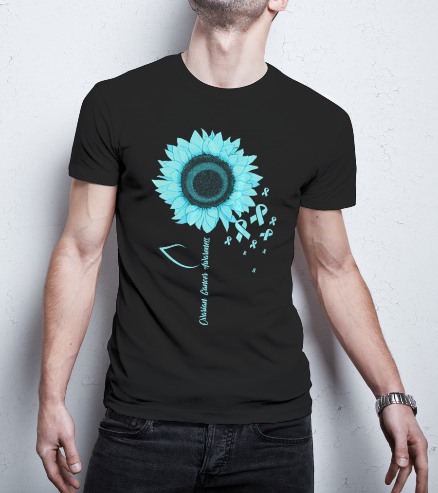 Ovarian Cancer Awareness Sunflower Ribbon T-Shirt