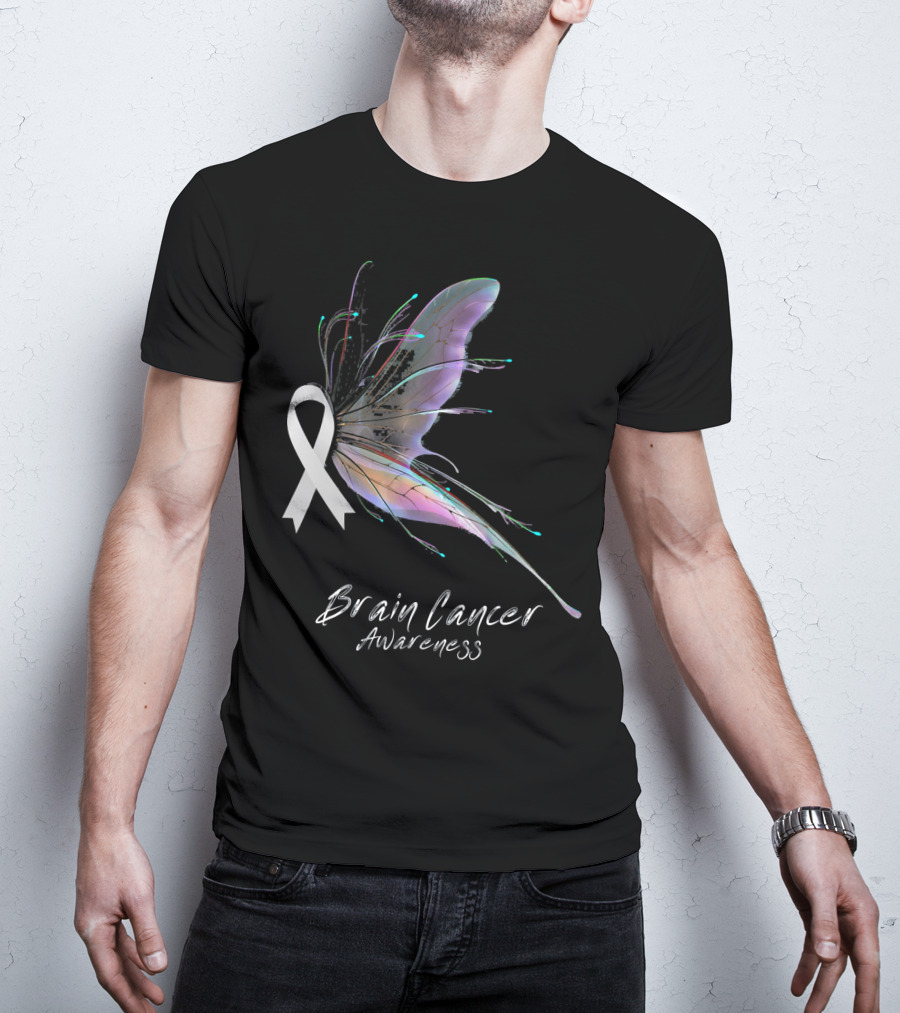 Brain Cancer Awareness Ribbon Butterfly T-Shirt