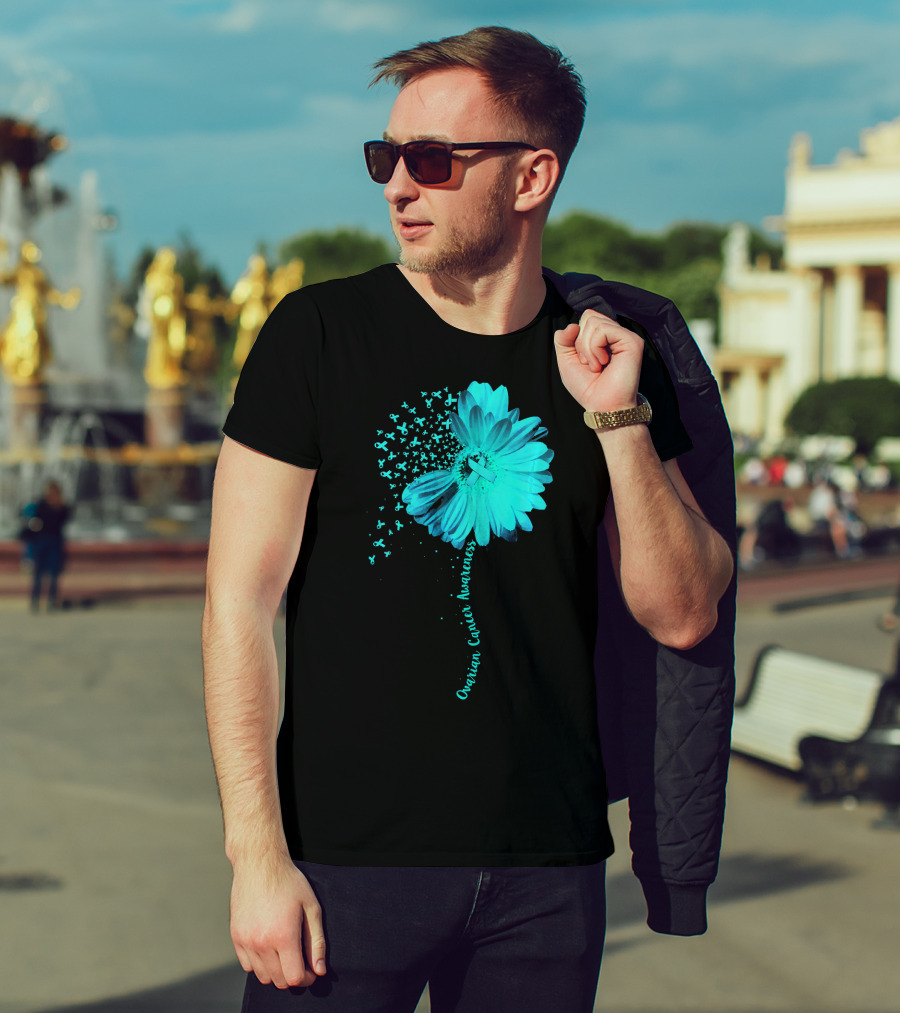 Ovarian Cancer Awareness Sunflower Ribbon Blossoms T-Shirt