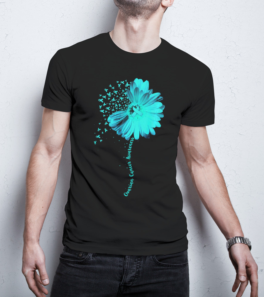 Ovarian Cancer Awareness Sunflower Ribbon Blossoms T-Shirt