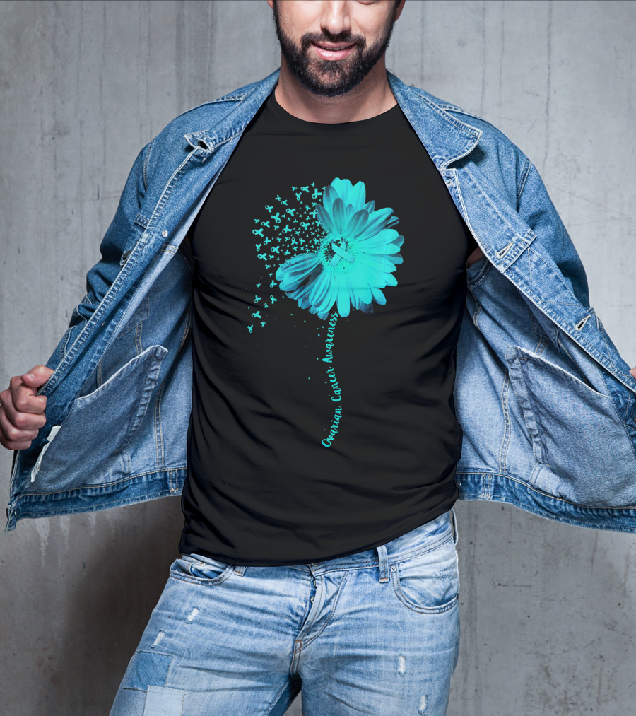 Ovarian Cancer Awareness Sunflower Ribbon Blossoms T-Shirt