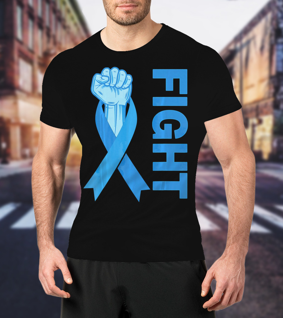 Fight Support Colon Cancer Awareness Rib Symbol Fist T-Shirt
