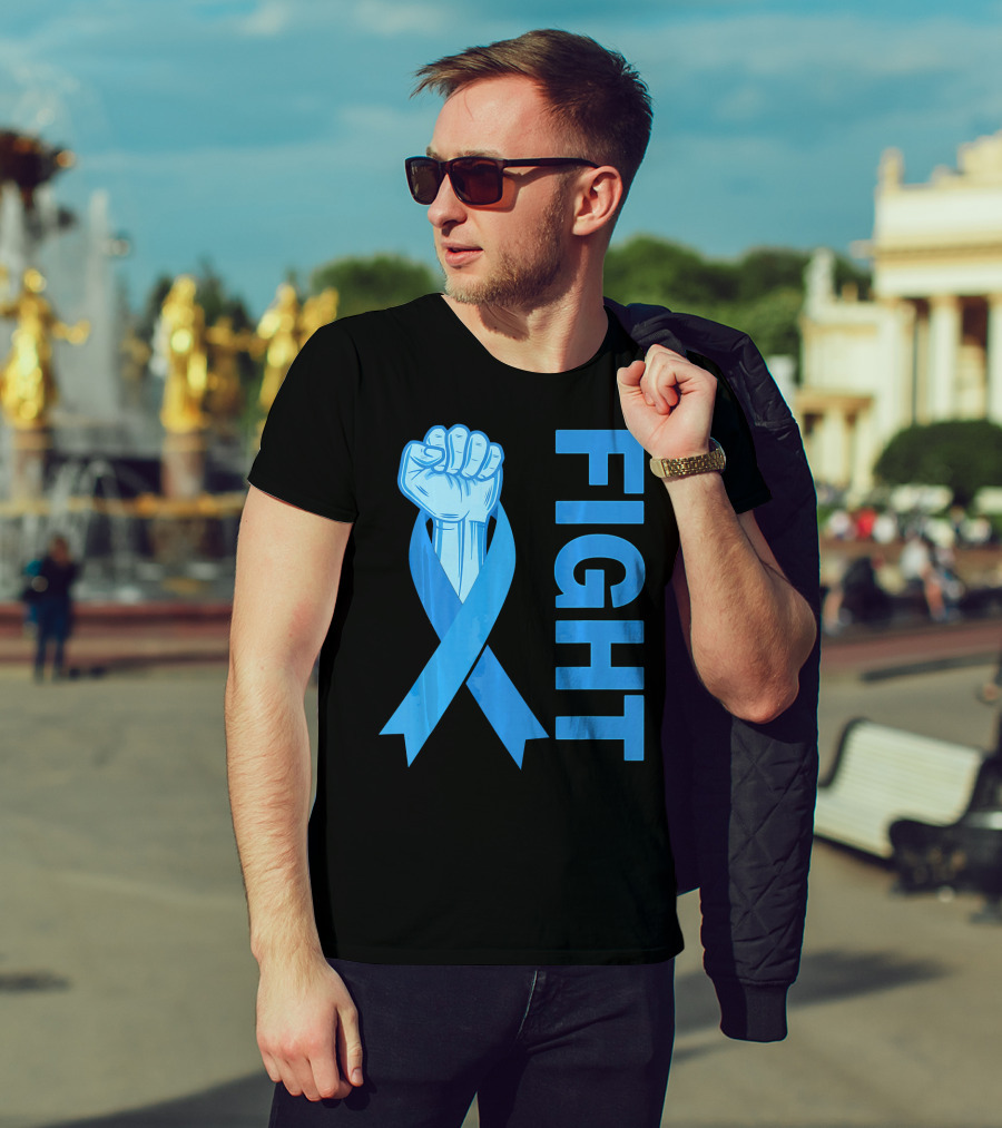 Fight Support Colon Cancer Awareness Rib Symbol Fist T-Shirt