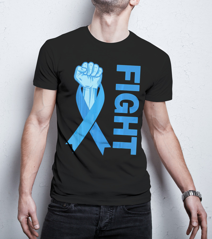 Fight Support Colon Cancer Awareness Rib Symbol Fist T-Shirt