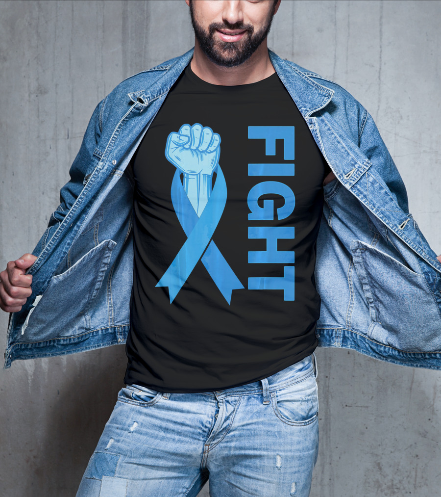 Fight Support Colon Cancer Awareness Rib Symbol Fist T-Shirt
