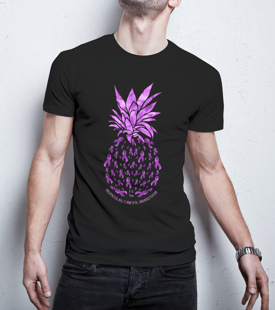 Pineapple With Purple Ribbons For Testicular Cancer Awareness T-Shirt