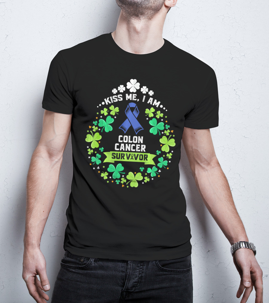 Kiss Me I Am Colon Cancer Survivor St. Patrick's Day Awareness T-Shirt