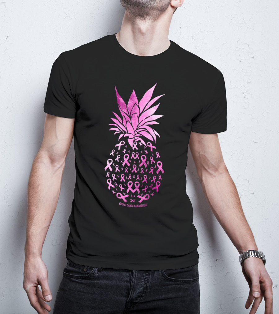 Be A Pineapple Stand Tall Breast Cancer Awareness Pink Ribbons T-Shirt