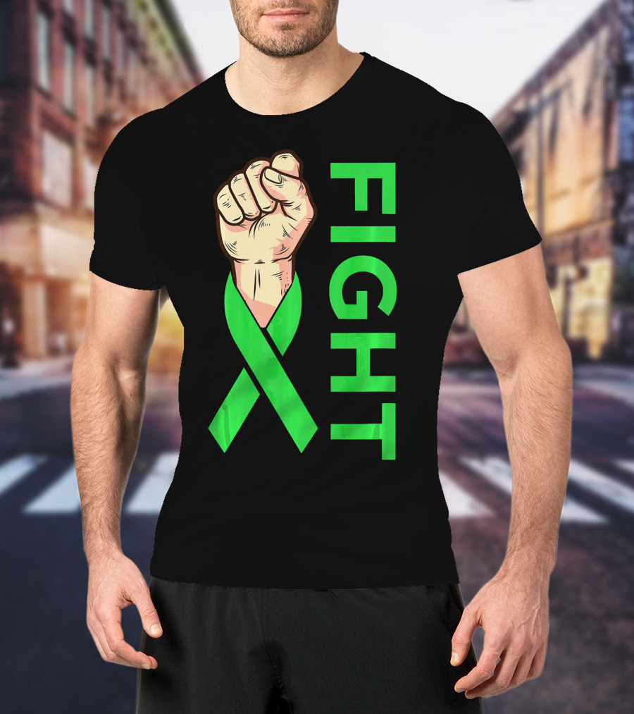Fist Fight Bile Duct Cancer Green Ribbon Gallbladder T-Shirt