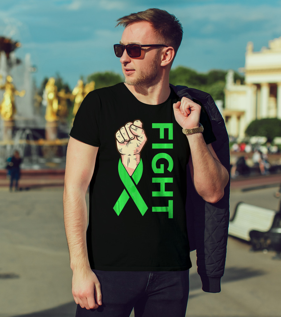 Fist Fight Bile Duct Cancer Green Ribbon Gallbladder T-Shirt