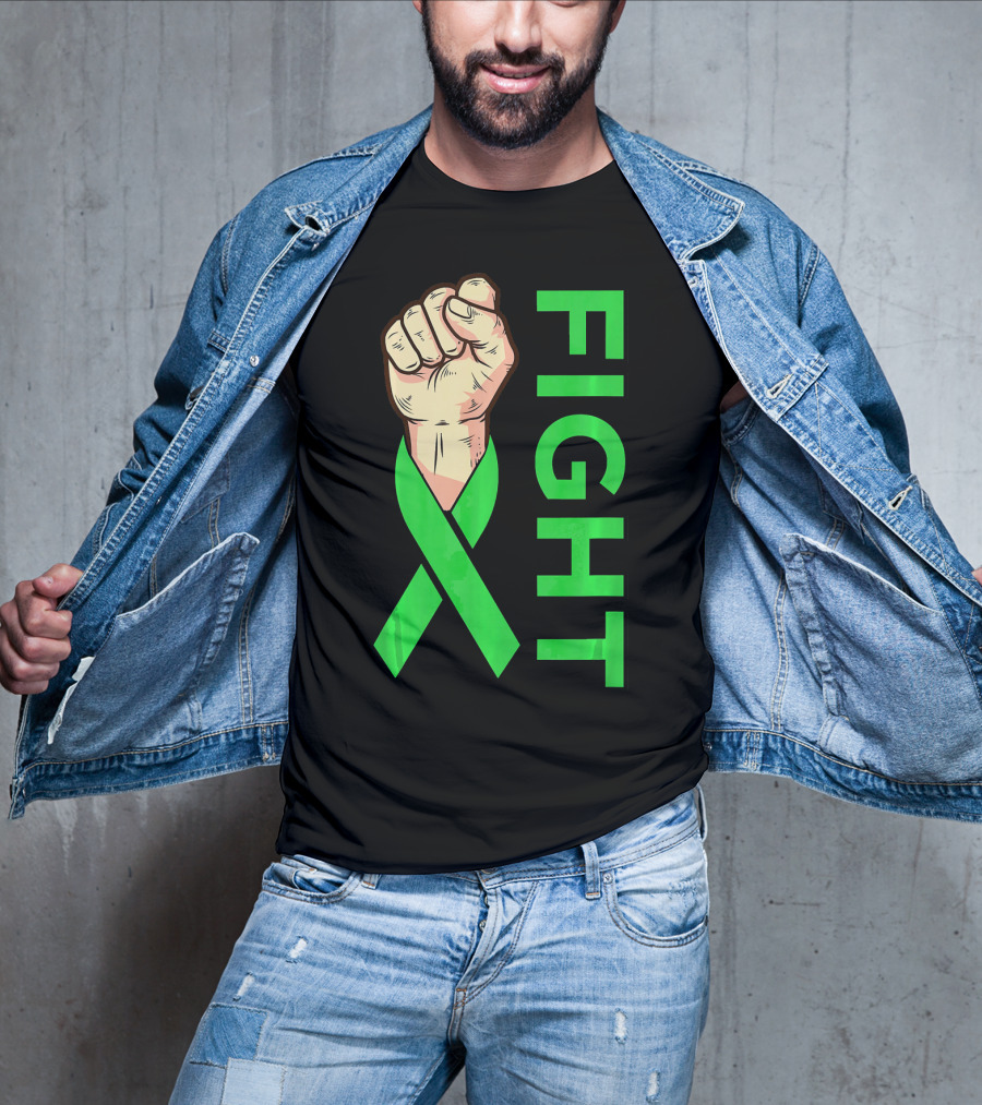 Fist Fight Bile Duct Cancer Green Ribbon Gallbladder T-Shirt