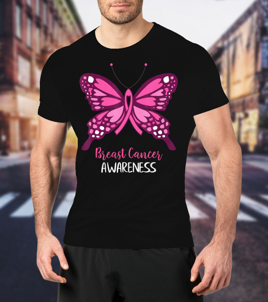 Breast Cancer Awareness Pink Butterfly T-Shirt