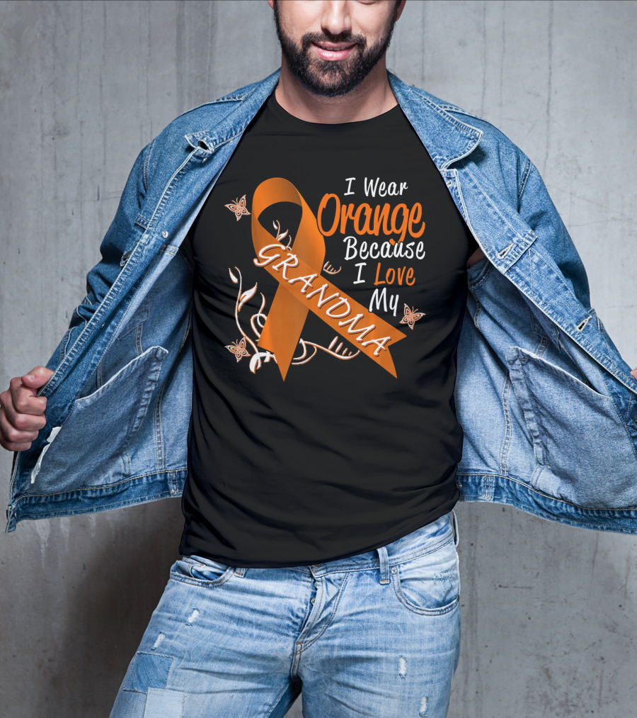 I Wear Orange Because I Love My Grandma Leukemia Cancer T-Shirt