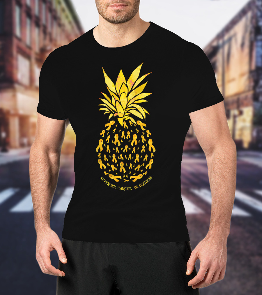 Pineapple Appendix Cancer Awareness Yellow Ribbons T-Shirt
