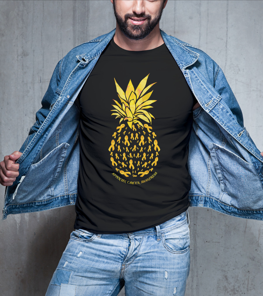 Pineapple Appendix Cancer Awareness Yellow Ribbons T-Shirt