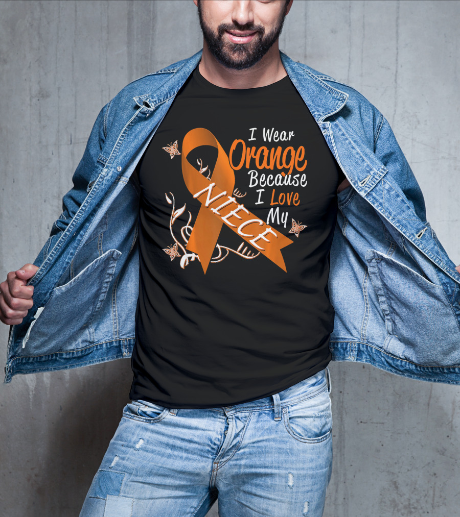 I Wear Orange Because I Love My Niece Leukemia Cancer Awareness T-Shirt