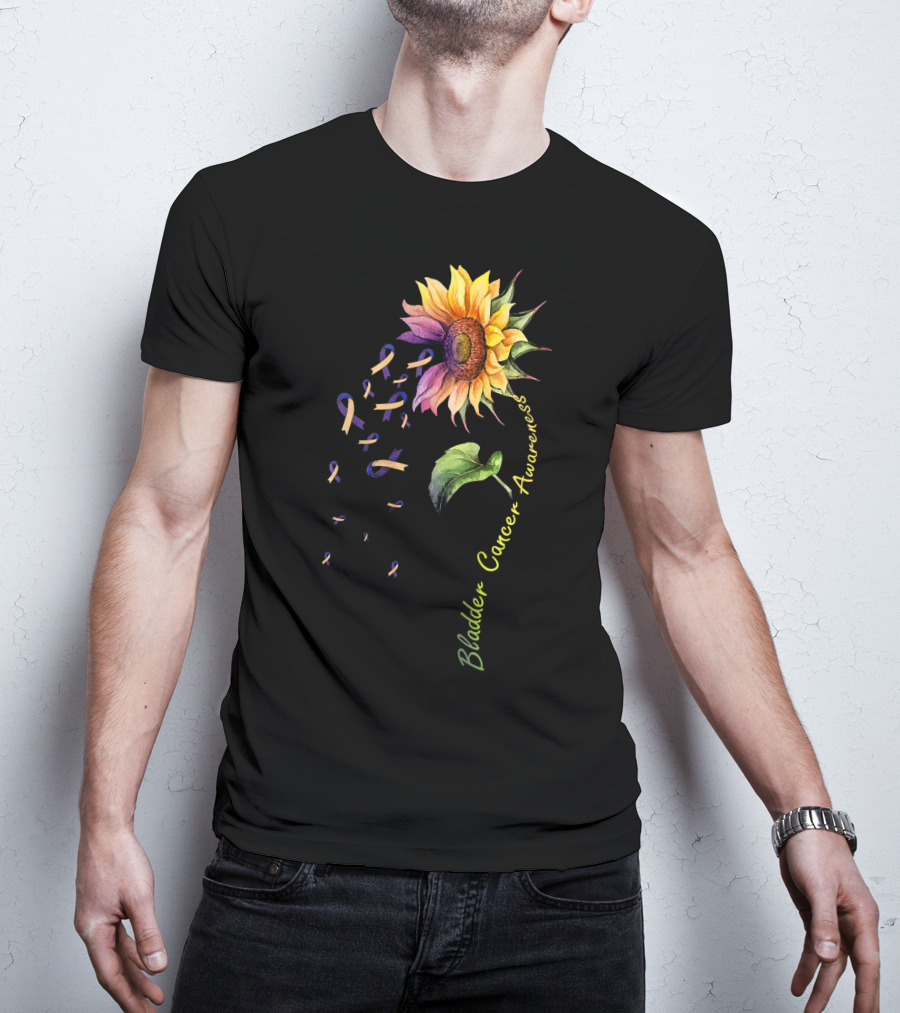 Bladder Cancer Awareness Sunflower Ribbon T-Shirt