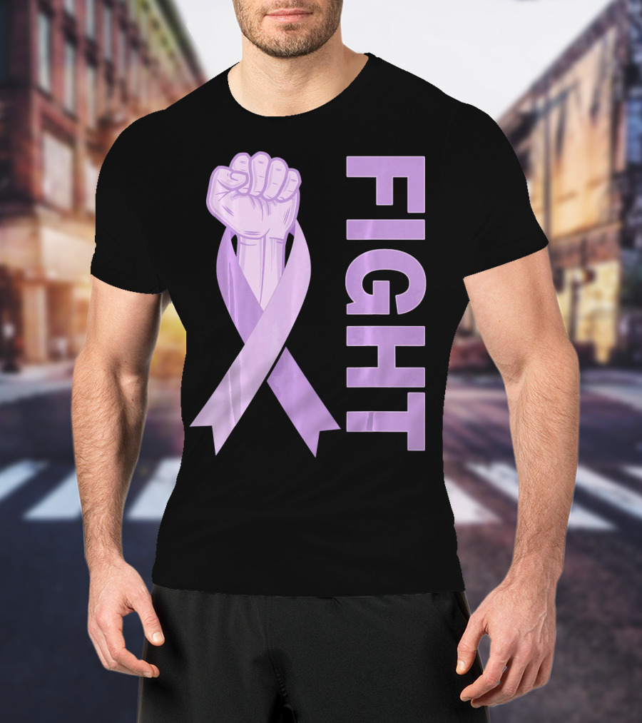 Fight Testicular Cancer Purple Ribbon Fist T-Shirt