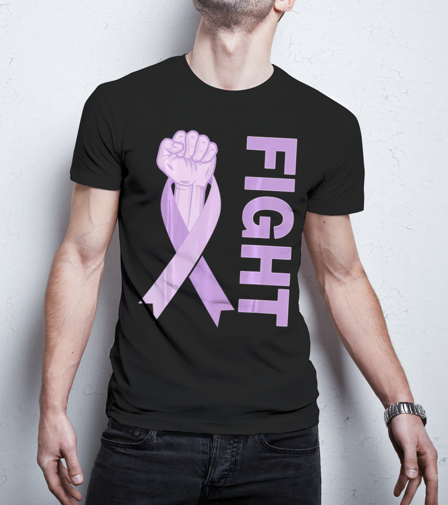 Fight Testicular Cancer Purple Ribbon Fist T-Shirt