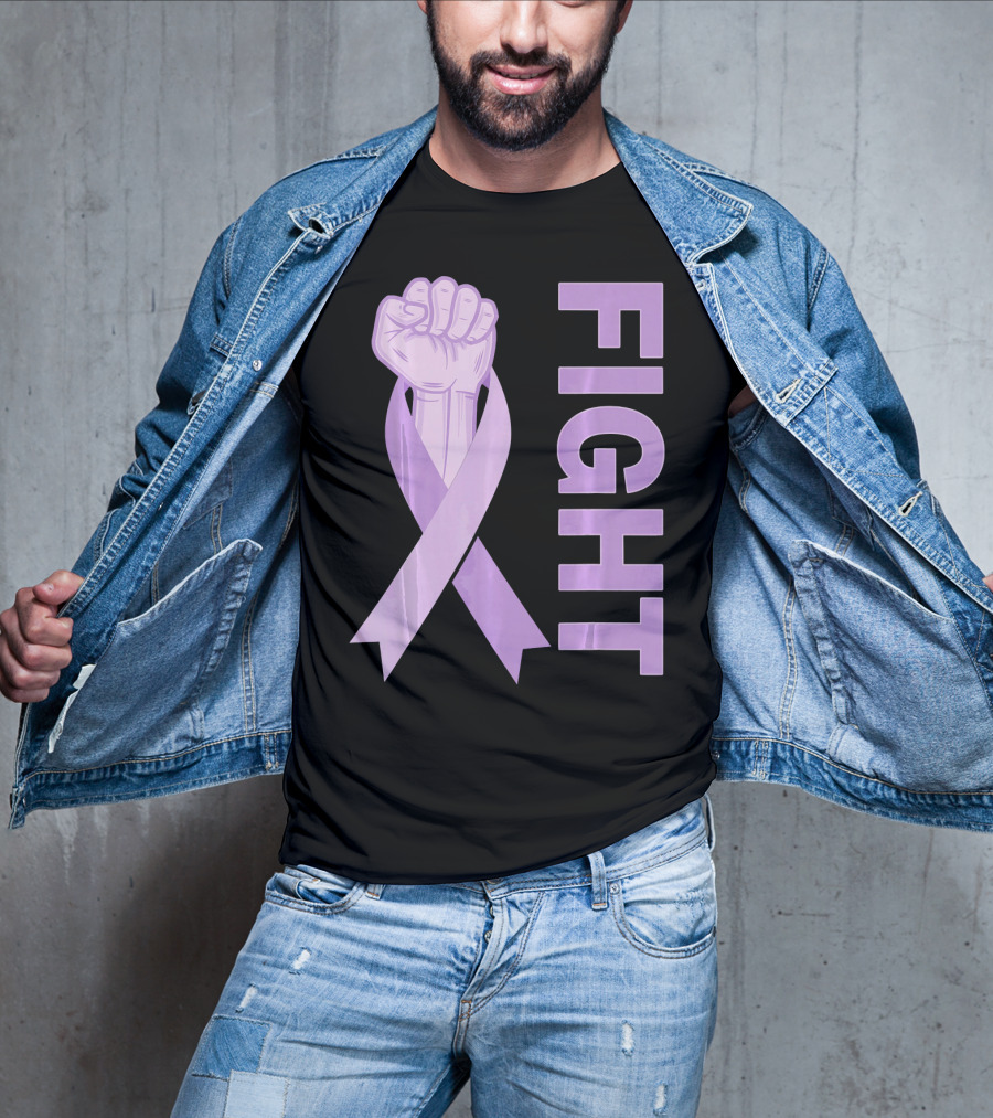 Fight Testicular Cancer Purple Ribbon Fist T-Shirt