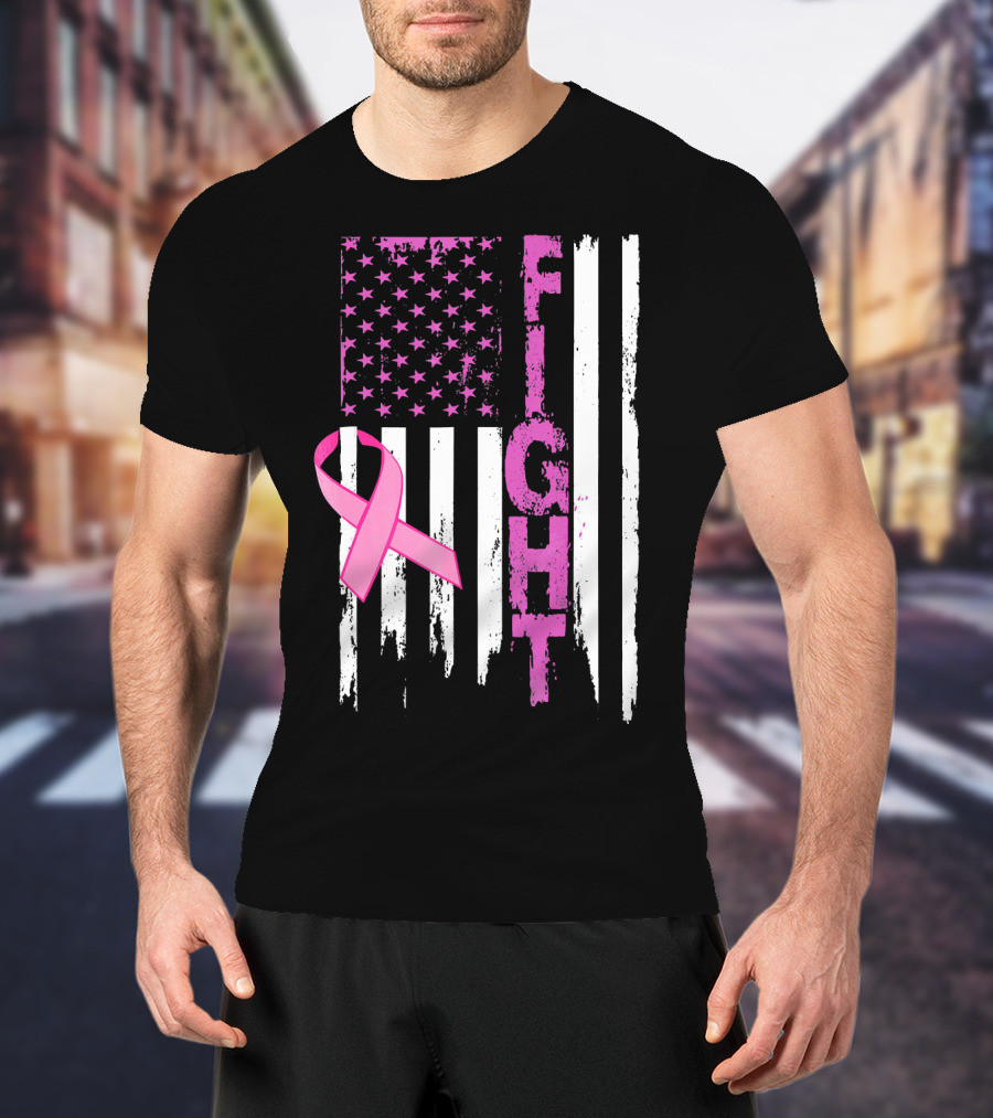 Fight Pink Ribbon Relay For Life Day Flag T-Shirt