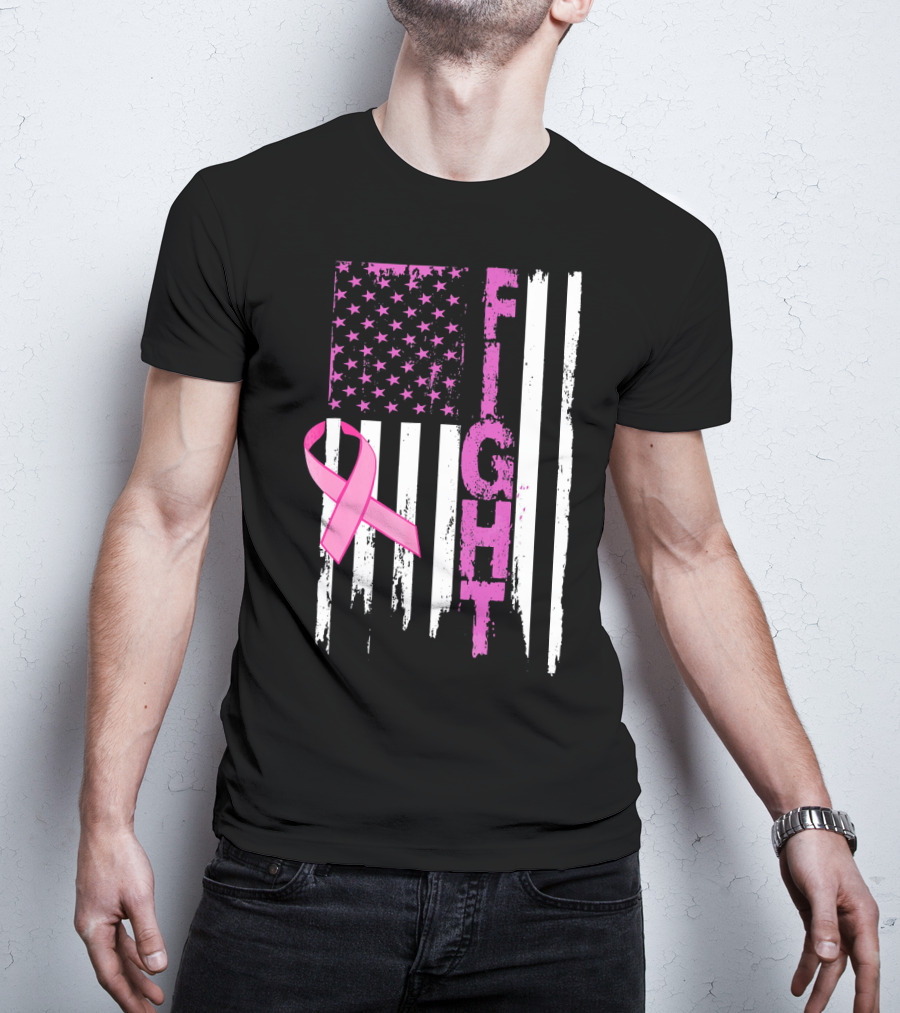 Fight Pink Ribbon Relay For Life Day Flag T-Shirt