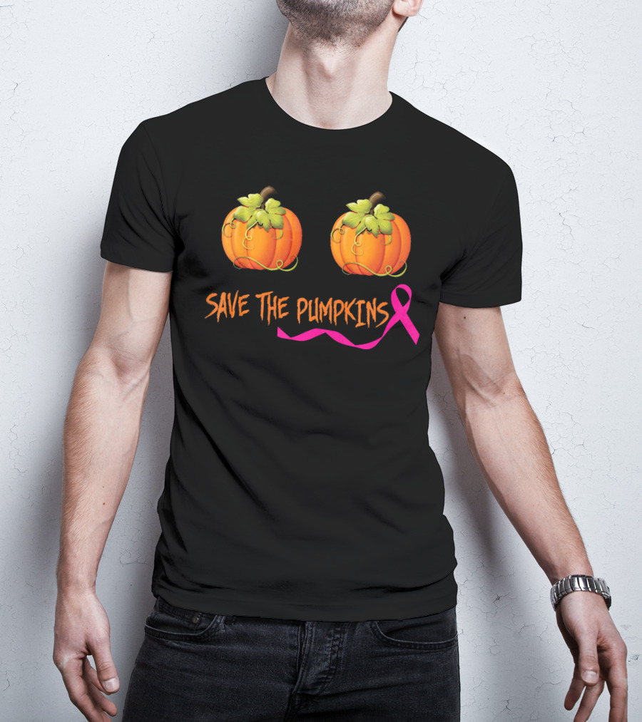 Save The Pumpkins Support Breast Cancer Awareness Pink T-Shirt