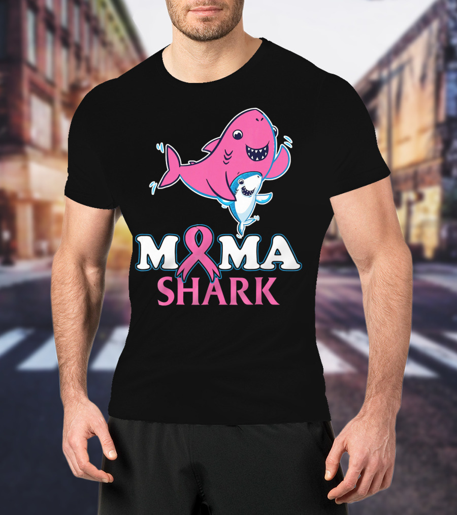 Mama Shark Breast Cancer Awareness Pink T-Shirt