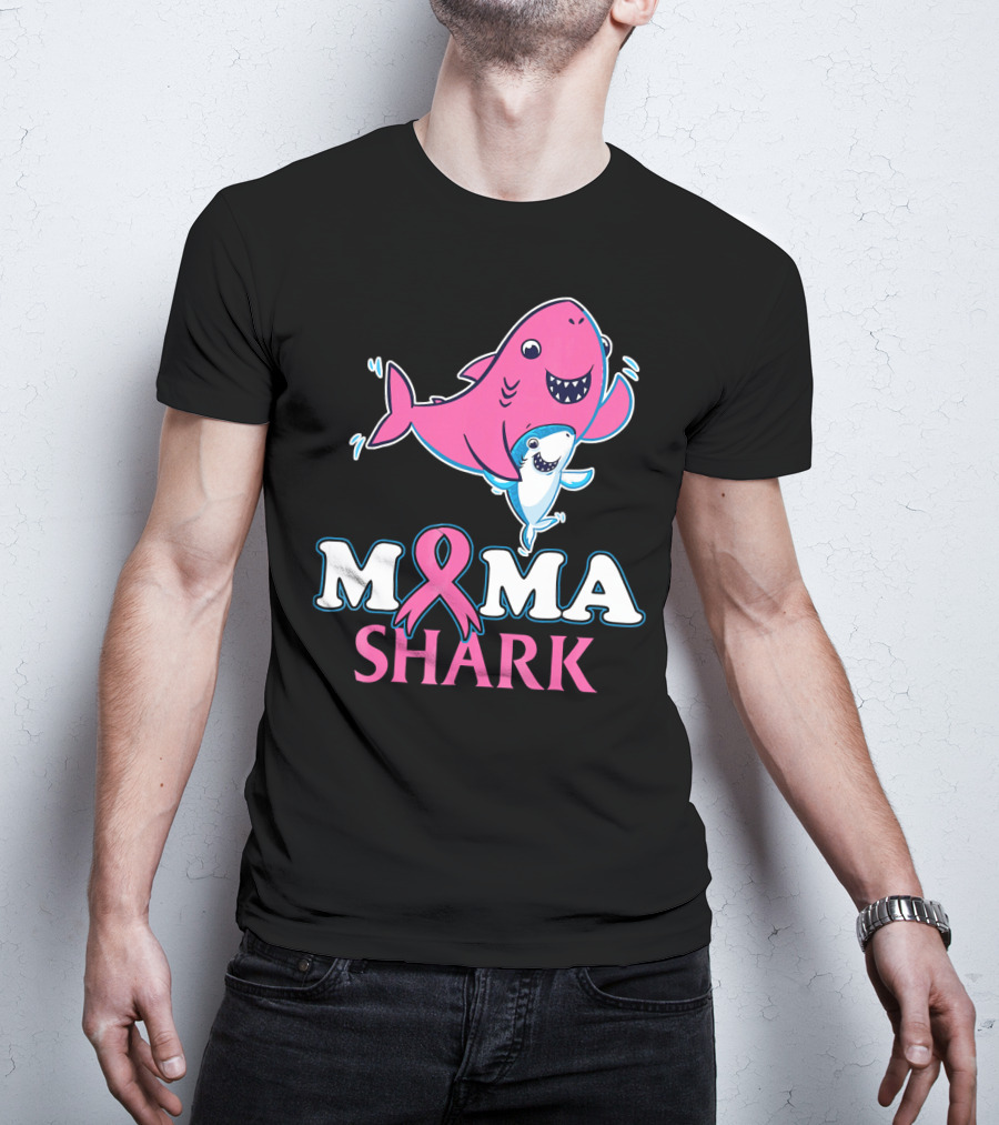 Mama Shark Breast Cancer Awareness Pink T-Shirt