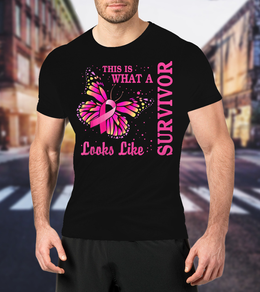 This Is What A Survivor Looks Like Brea Butterfly Pink T-Shirt