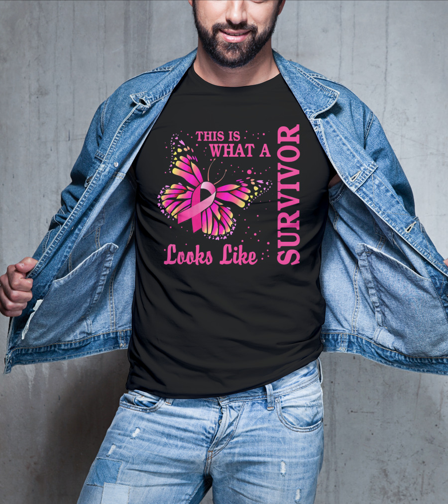 This Is What A Survivor Looks Like Brea Butterfly Pink T-Shirt
