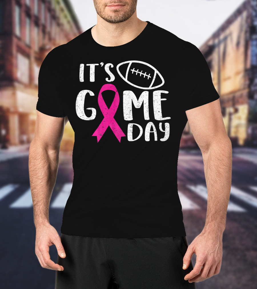 It's Game Day Breast Cancer Awareness Football Pink T-Shirt