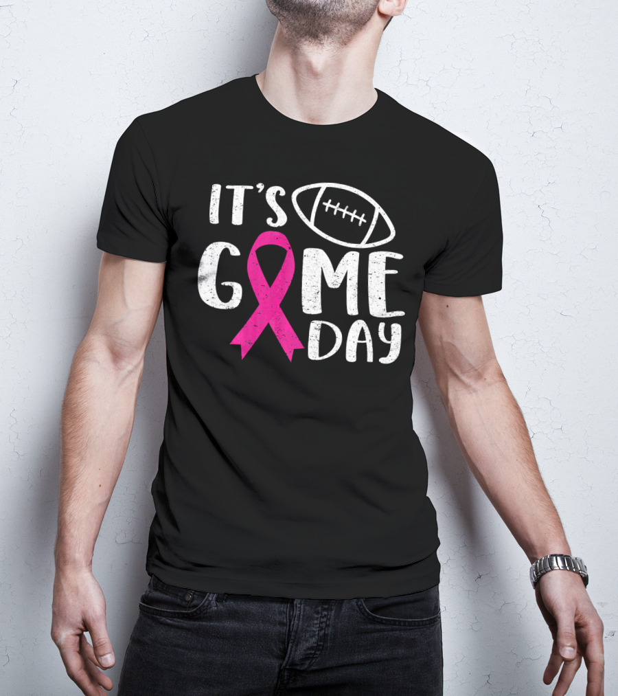 It's Game Day Breast Cancer Awareness Football Pink T-Shirt