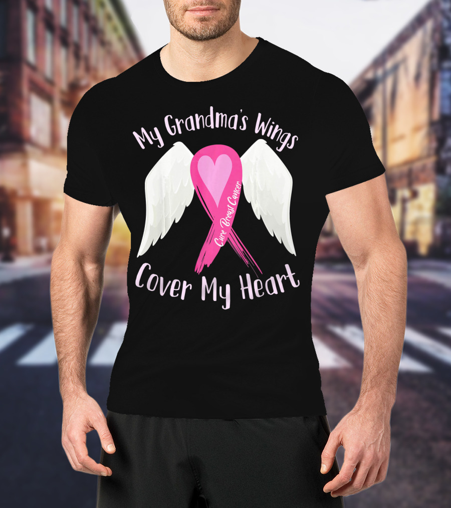 My Grandma's Wings Cure Breast Cancer Cover My Heart T-Shirt