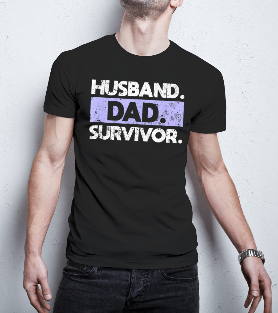 Husband Dad Survivor Cancer Awareness T-Shirt