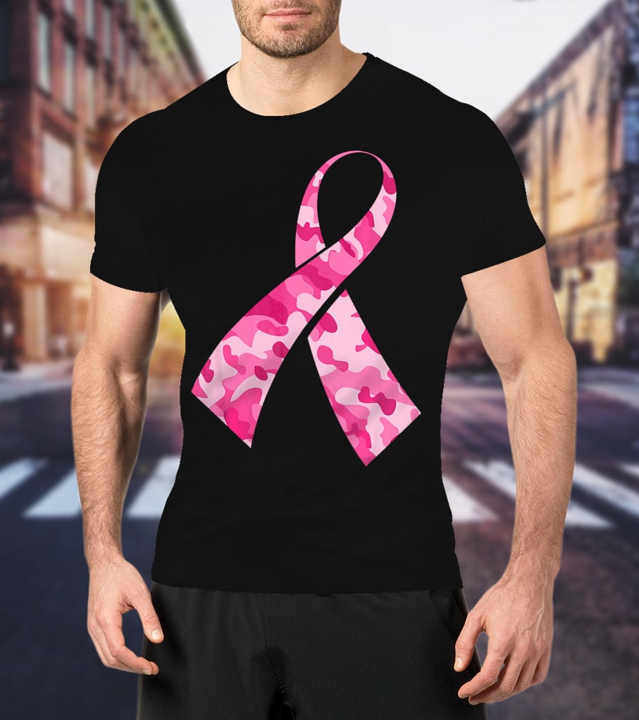 Pink Camouflage Ribbon Breast Cancer Awareness Month T-Shirt