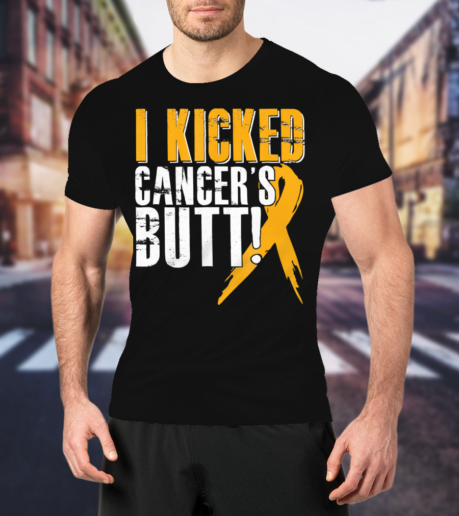 I Kicked Cancer's Butt Childhood Cancer Awareness Survivor T-Shirt