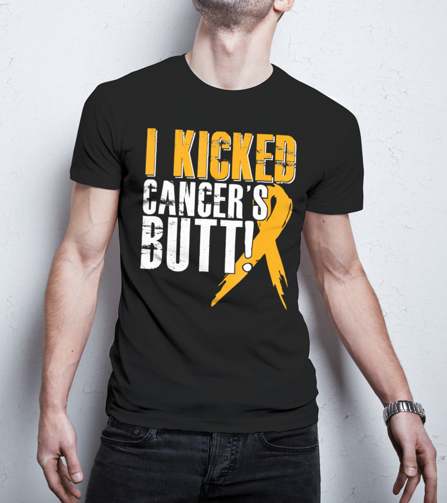 I Kicked Cancer's Butt Childhood Cancer Awareness Survivor T-Shirt