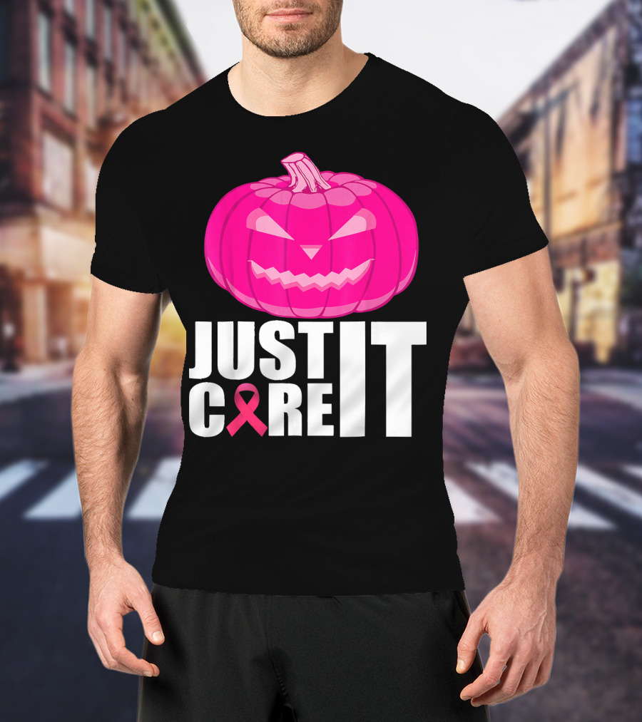 Just Cure It Pink Pumpkin Breast Cancer Awareness T-Shirt